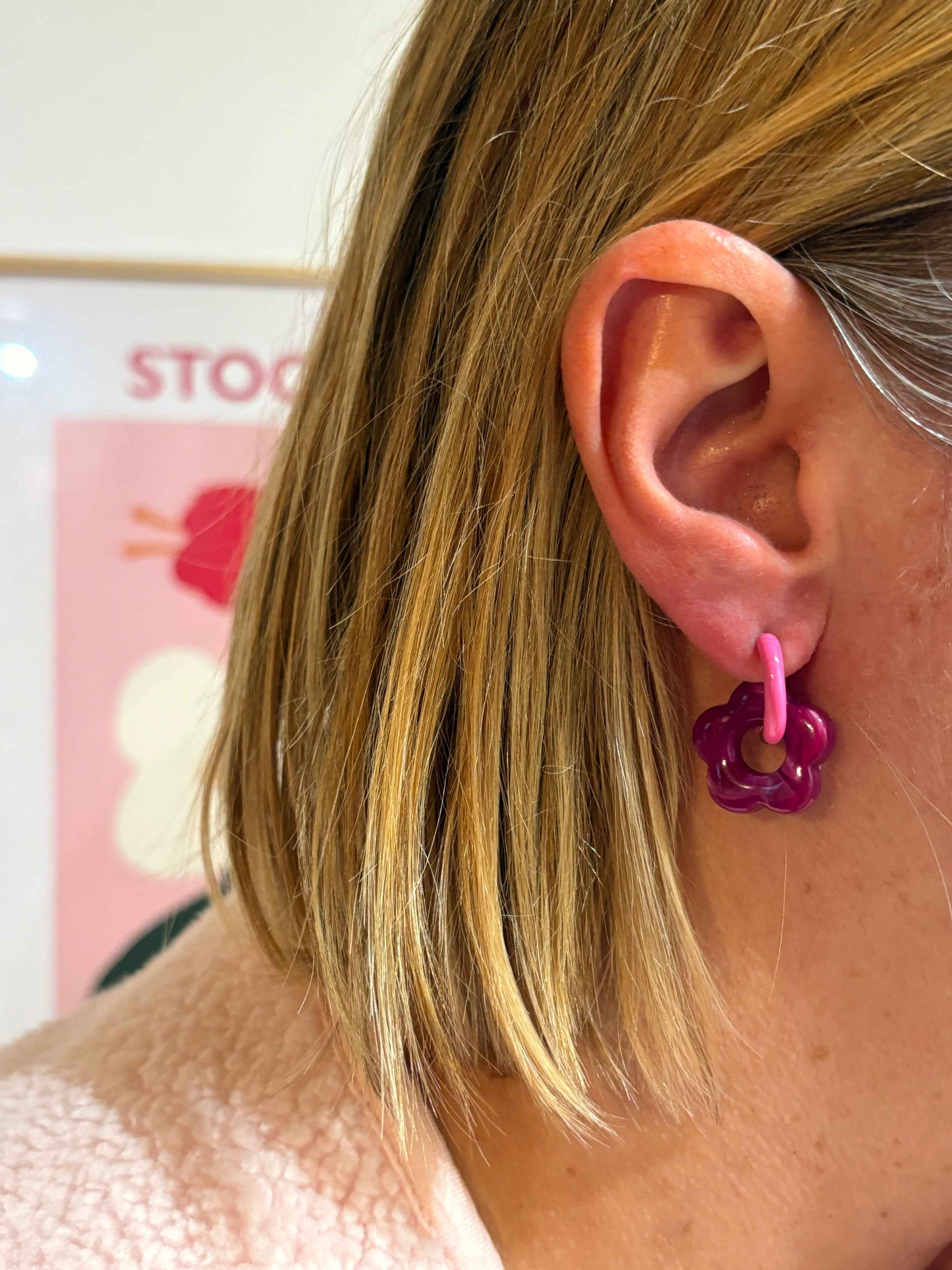 Boucles oreilles ONDA prune