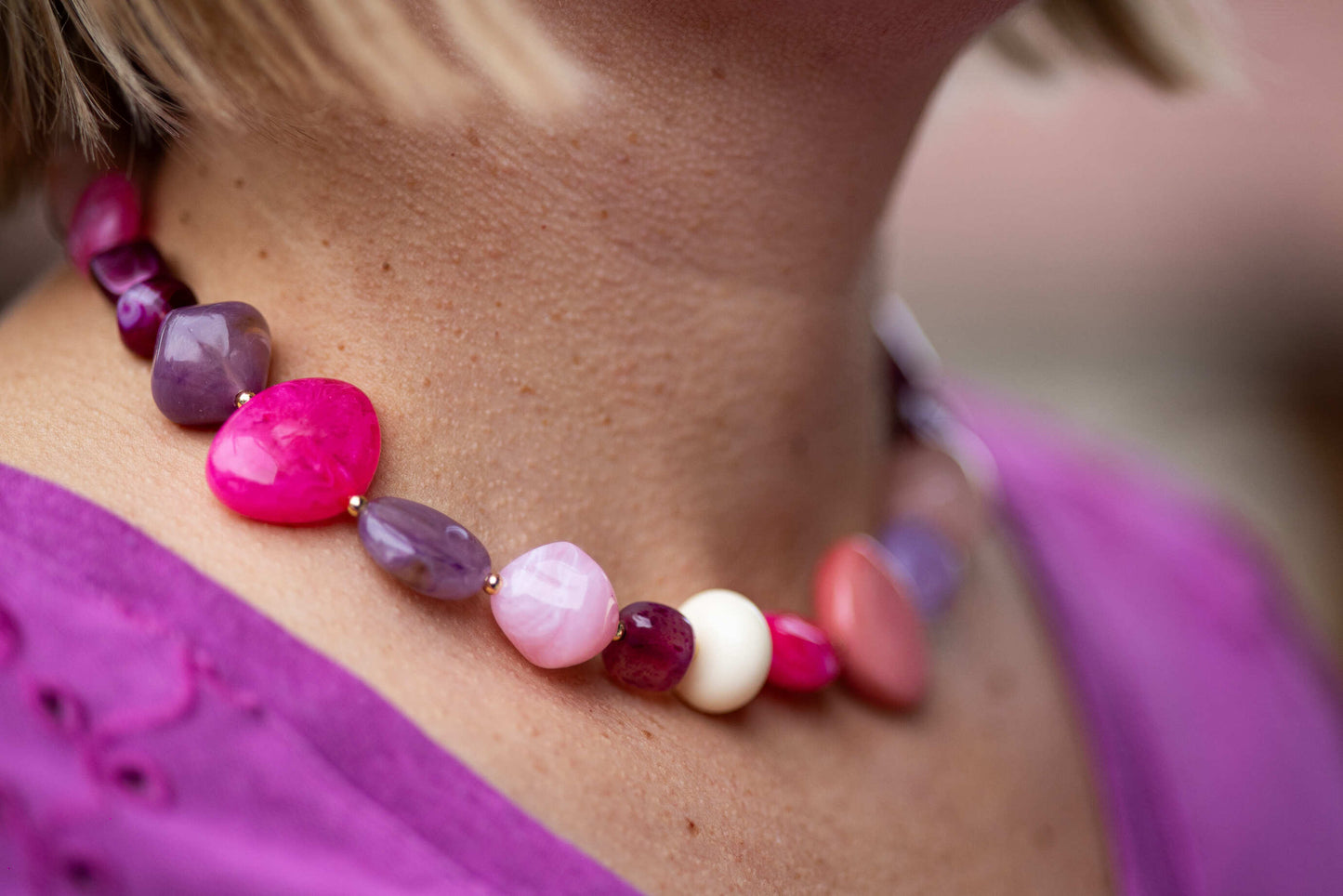 Collier BERLINGOT fuschia/prune