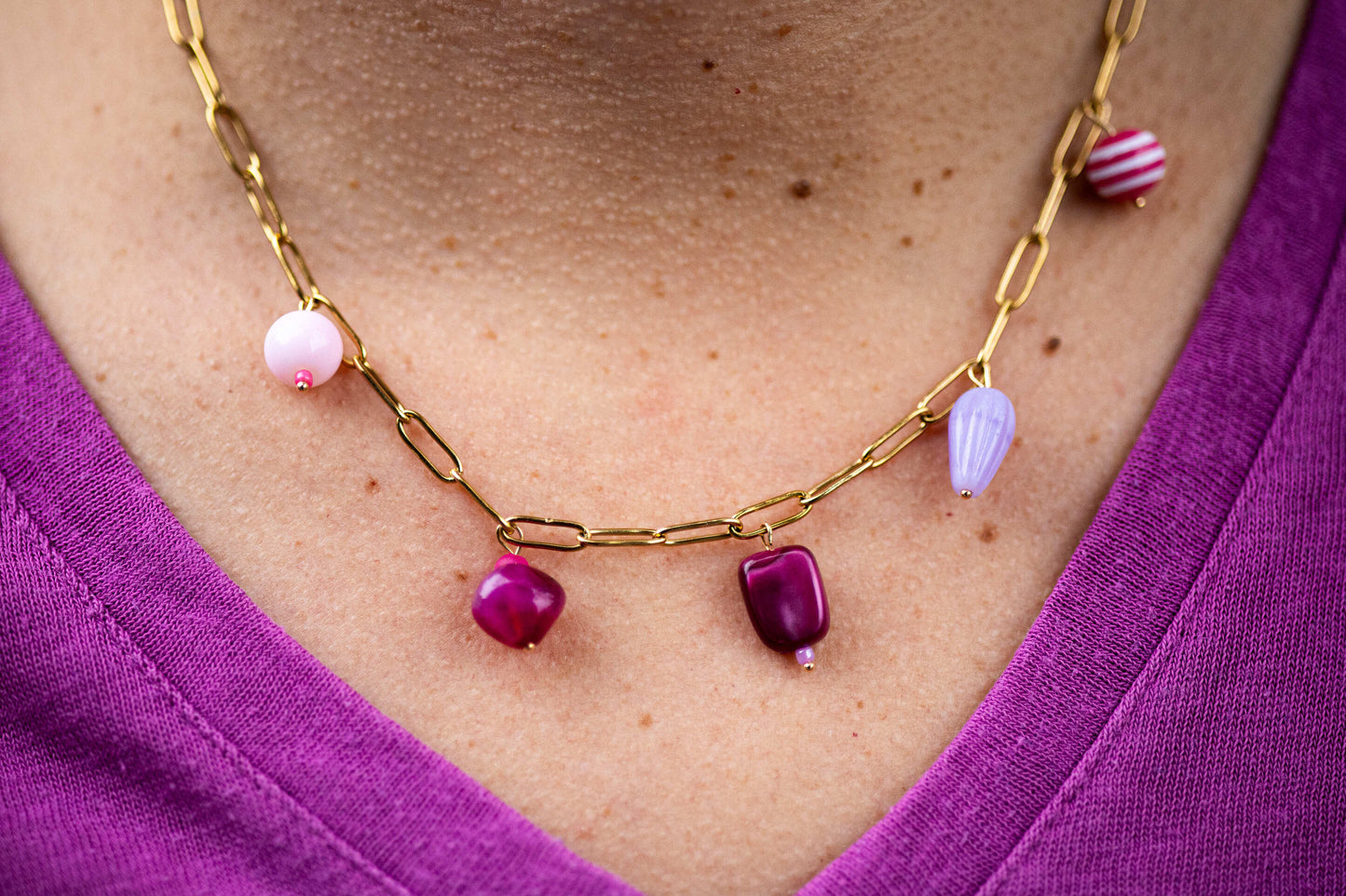 Collier COLORADAS fuschia/prune