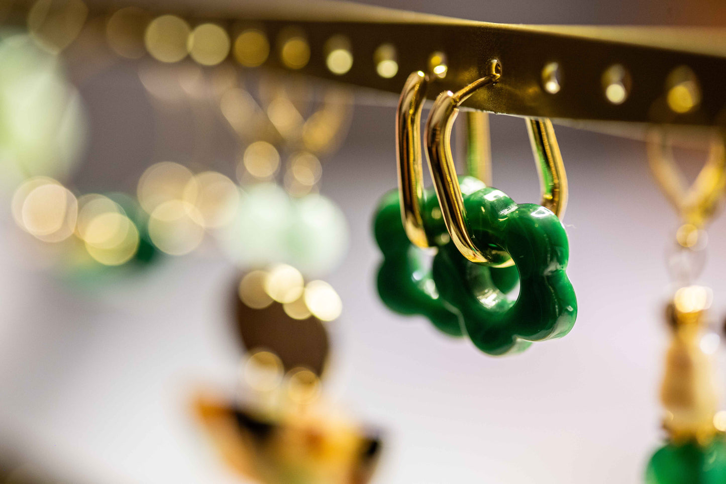 Boucles oreilles FLORA vert émeraude