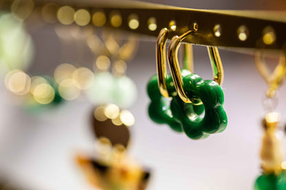 Boucles oreilles FLORA vert émeraude