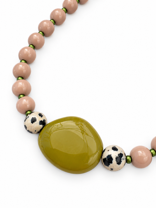 Collier PEPITA beige & vert