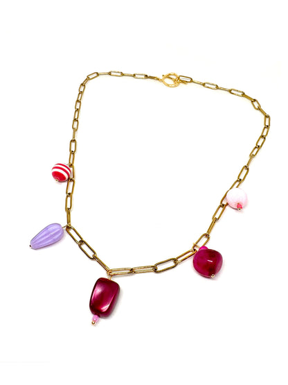 Collier COLORADAS fuschia/prune
