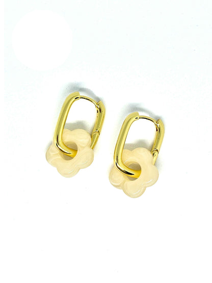 Boucles oreilles FLORA blanc