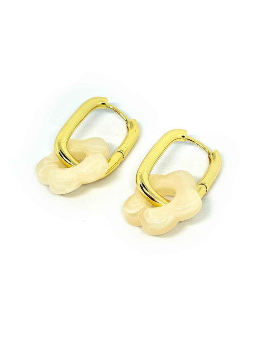 Boucles oreilles FLORA blanc