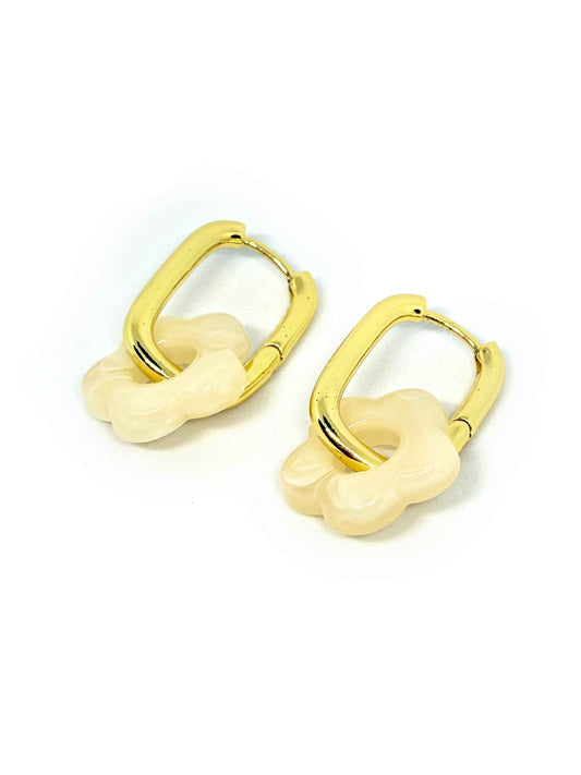 Boucles oreilles FLORA blanc