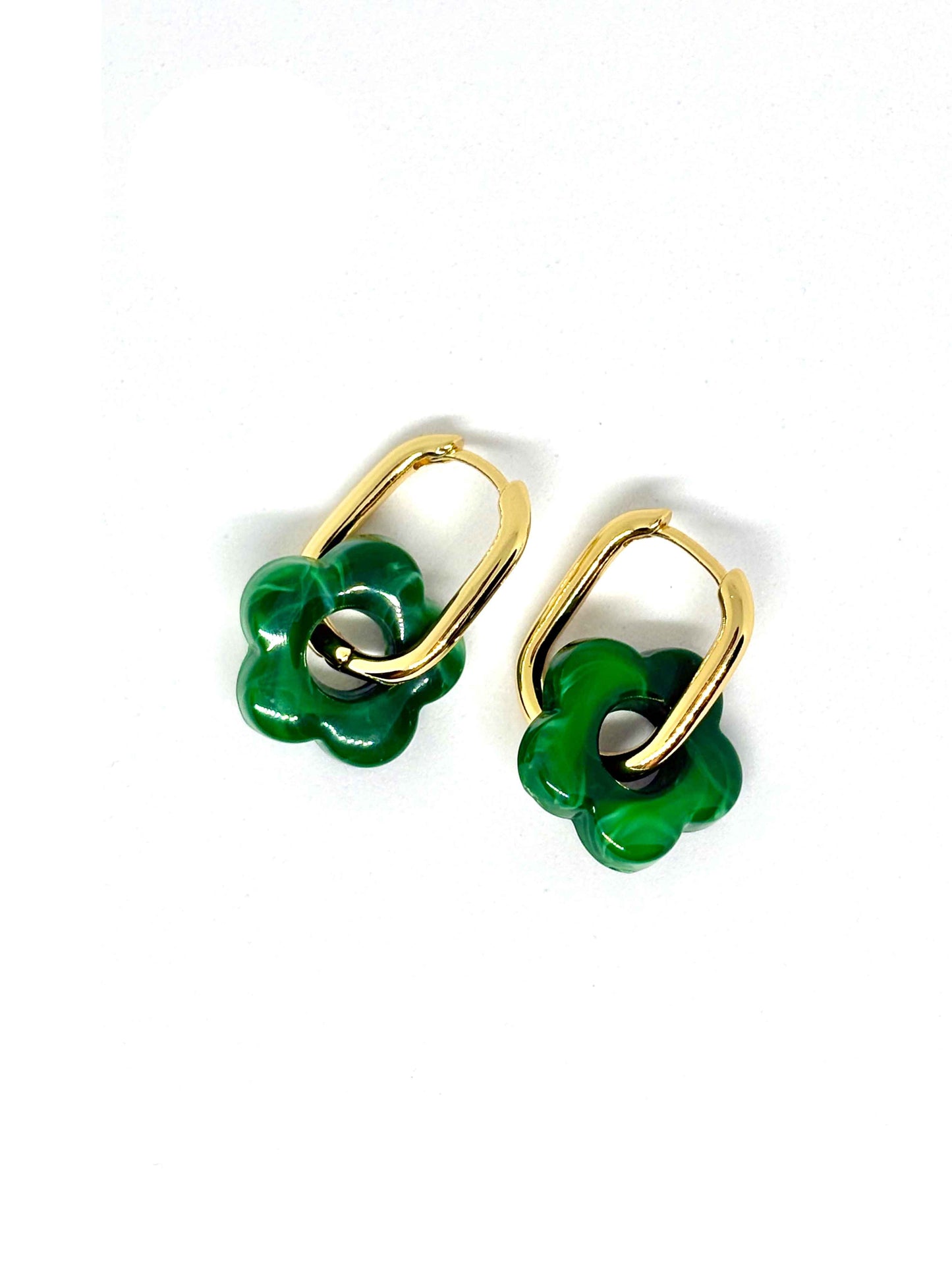 Boucles oreilles FLORA vert émeraude