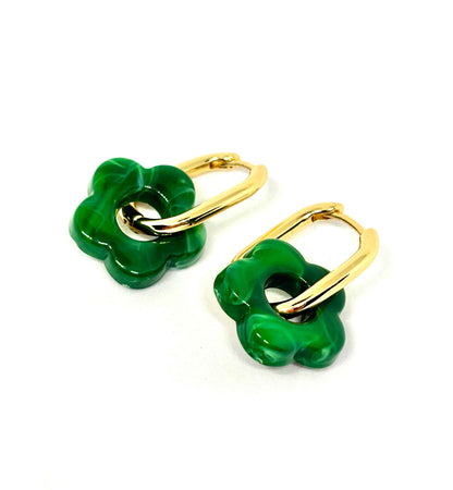Boucles oreilles FLORA vert émeraude