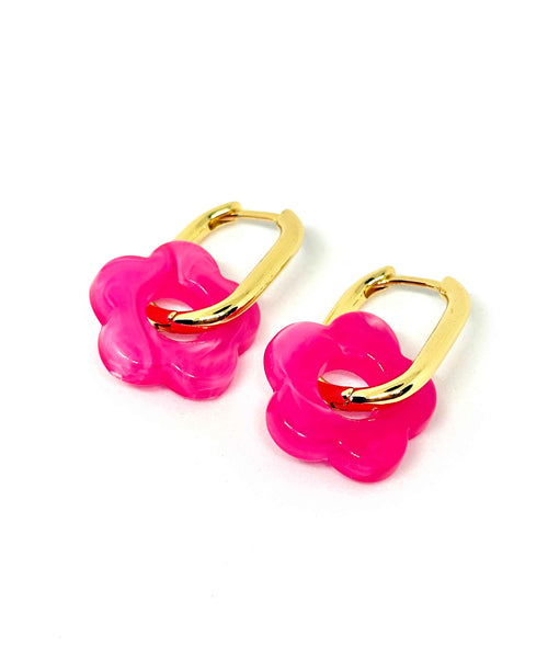Boucles oreilles FLORA fuschia