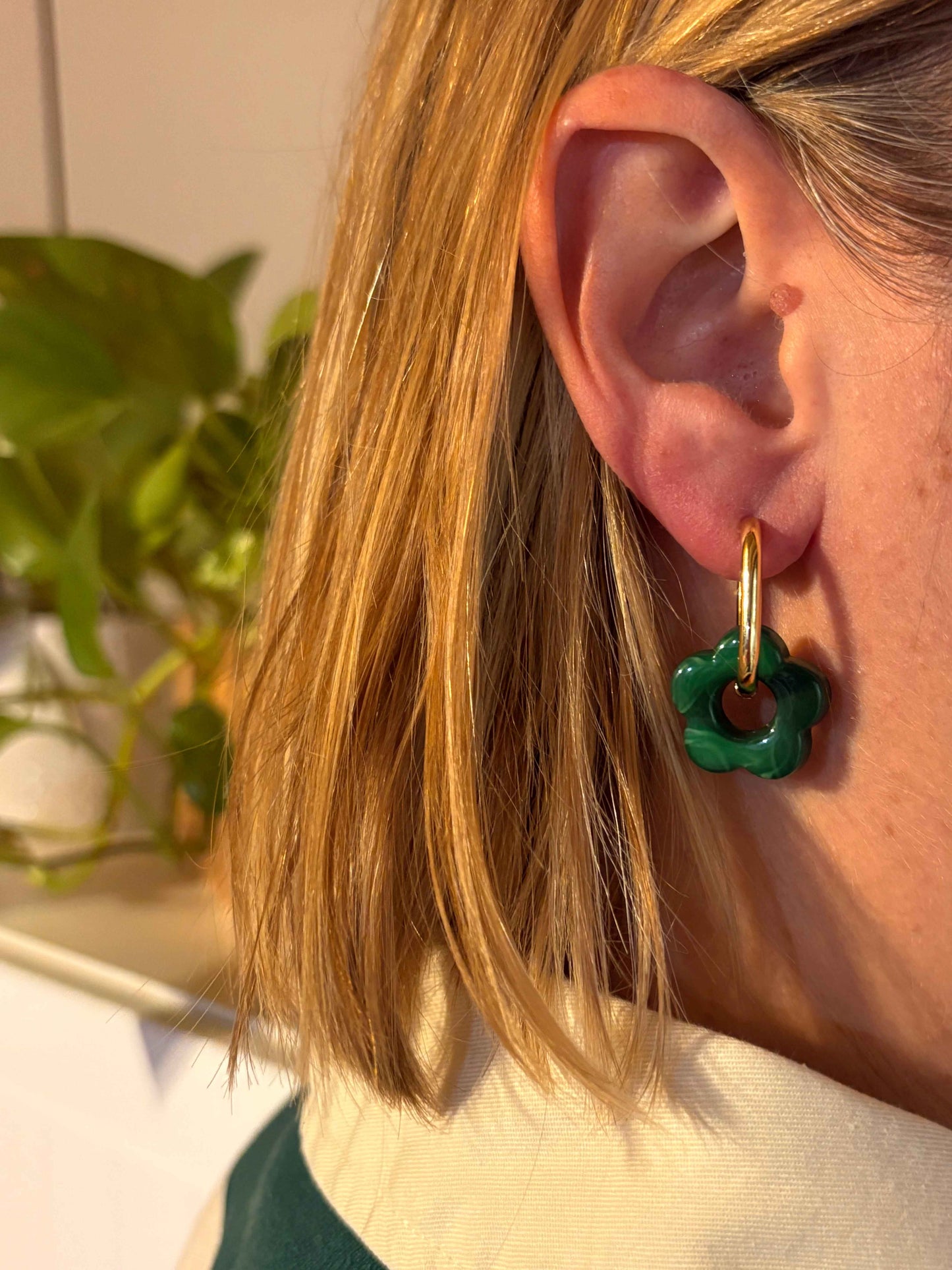 Boucles oreilles FLORA vert émeraude