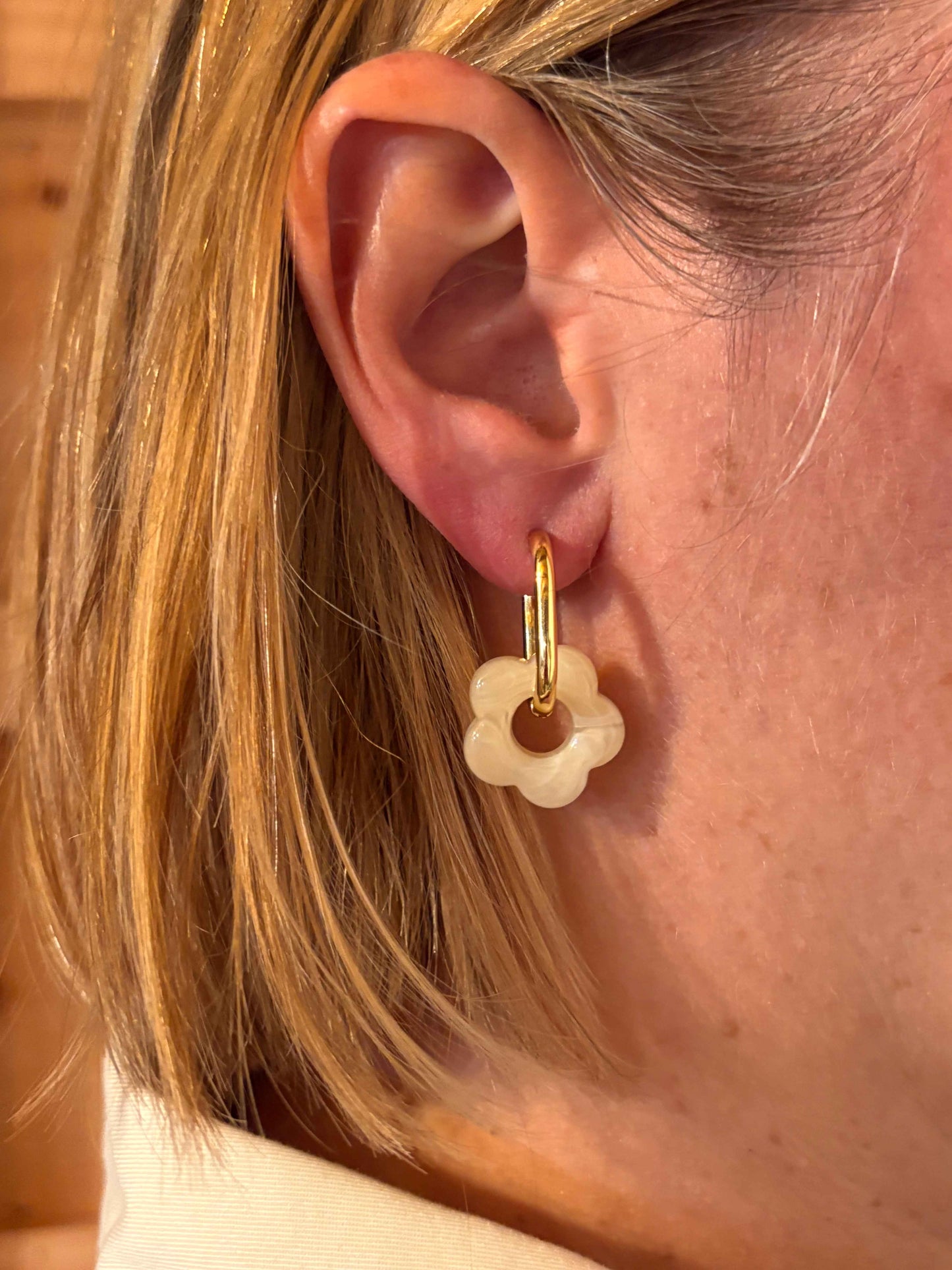 Boucles oreilles FLORA blanc