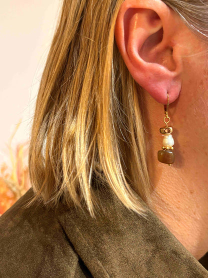 Boucles oreilles PERLA marron